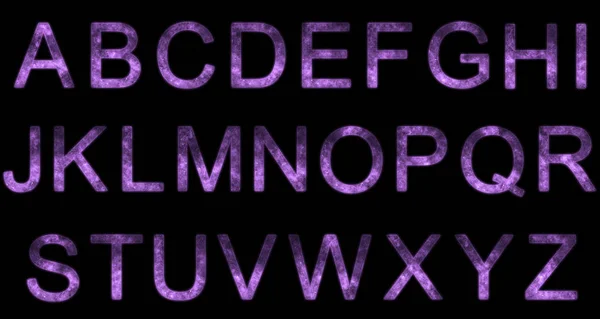 Alphabet étoilé stylisé. Lettres spatiales. Alphabet spatial. Violette — Photo