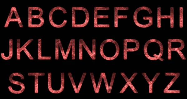 Stilize yıldızlı alfabe. Uzay harfler. Alanı alfabe. Kırmızı — Stok fotoğraf