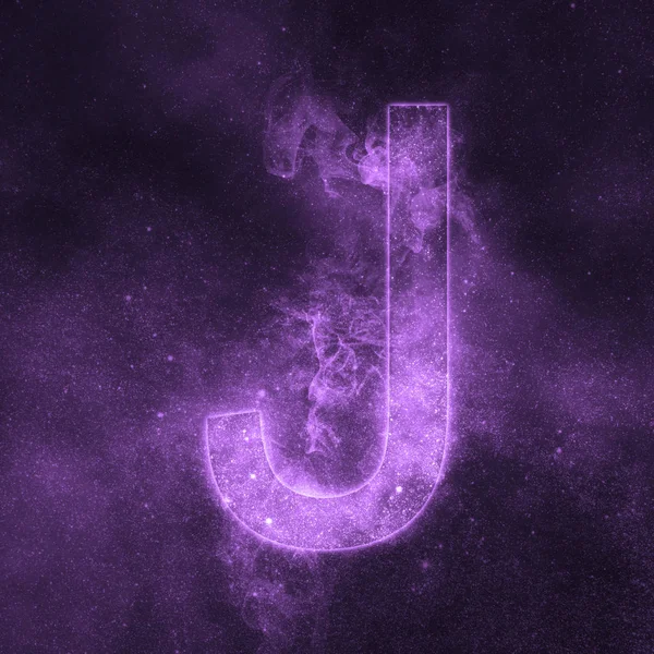 Lettre J symbole de l'alphabet. Lettre de l'espace, Lettre du ciel nocturne . — Photo