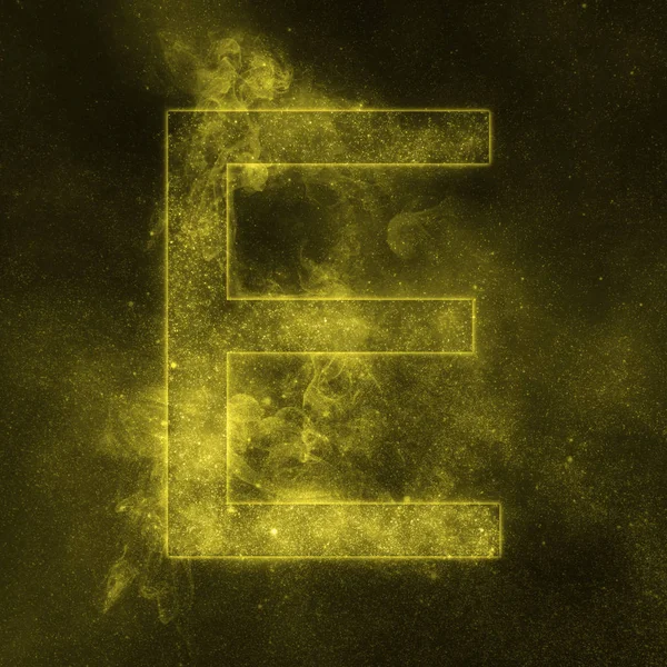字母 E 字母符号。太空书信, 夜空信. — 图库照片