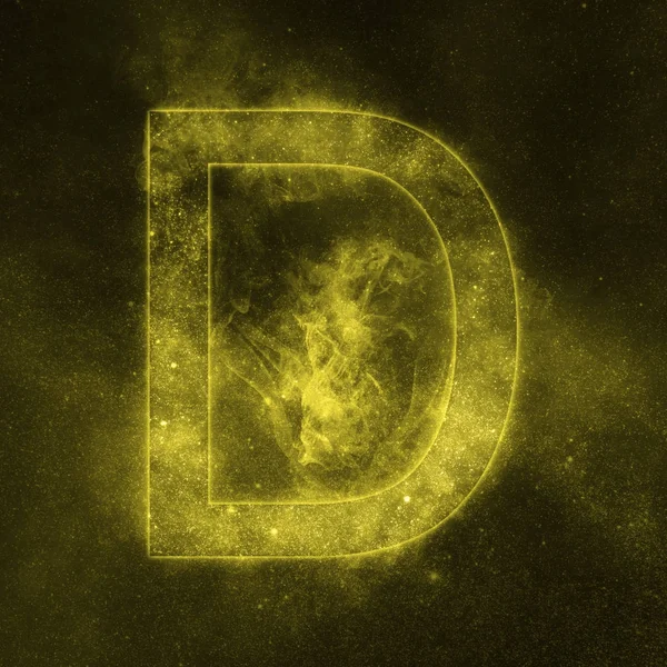 Буква D алфавит символ. Пространственная буква, буква ночного неба . — стоковое фото