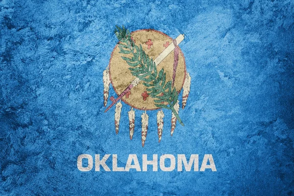 Grunge Oklahoma state flag. Oklahoma flag background grunge texture.
