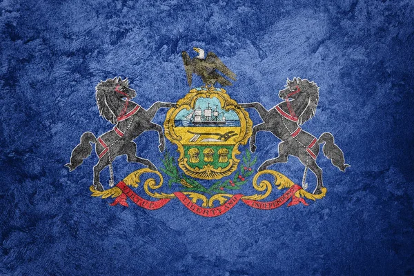 Grunge Pennsylvania bandera del estado. Pensilvania bandera fondo grunge textura . —  Fotos de Stock