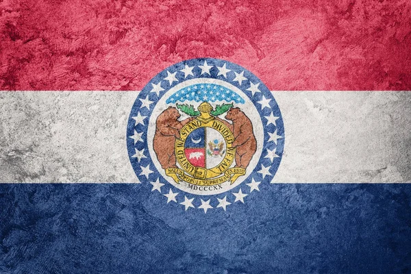 Grunge Missouri bandiera di stato. Missouri bandiera sfondo grunge texture . — Foto Stock