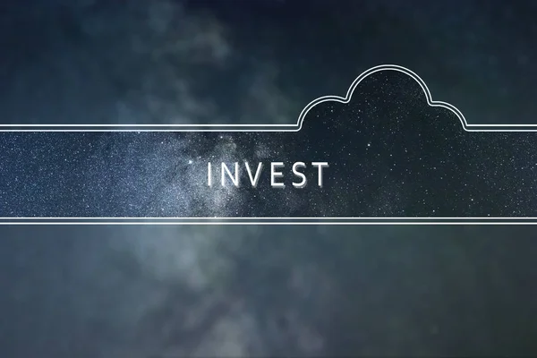 Investera word cloud koncept. Utrymme bakgrund. — Stockfoto