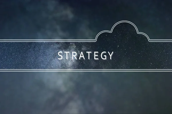 Strategie Wort Cloud-Konzept. Weltraum-Hintergrund. — Stockfoto