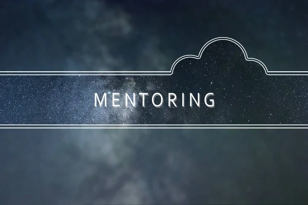 Mentoring Word Cloud Konzept. Weltraum-Hintergrund. — Stockfoto