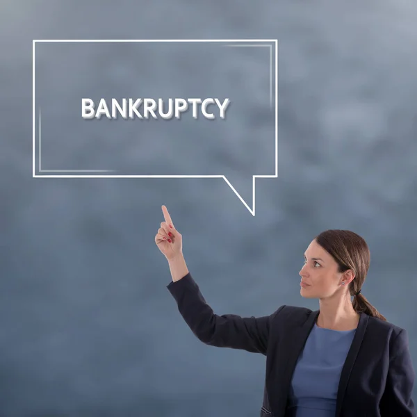 BANKRUPTCY CONCEPT Business Concept. Concetto grafico donna d'affari — Foto Stock