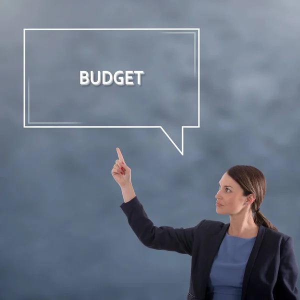 Budget-Konzept Geschäftskonzept. Grafisches Konzept der Geschäftsfrau — Stockfoto
