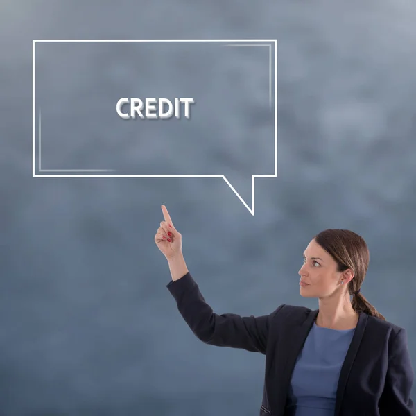 CREDIT Business Concept. Concetto grafico donna d'affari — Foto Stock