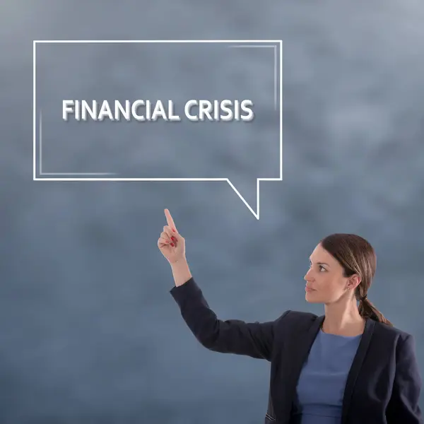 金融危機のビジネス コンセプトです。ビジネス女性グラフィック コンセプト — ストック写真
