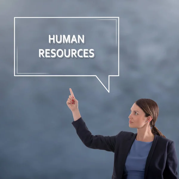 HUMAN RESOURCES แนวคิดธุรกิจ ธุรกิจ ผู้หญิง กราฟฟิค คอนเซปต์ — ภาพถ่ายสต็อก
