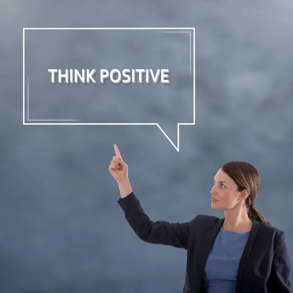 THINK POSITIVE Business Concept. Business Woman Graphic Concept — Stock Photo, Image