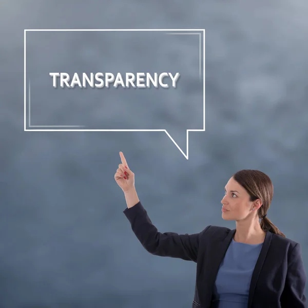 Obchodní koncept transparentnosti. Obchodní žena grafický koncept — Stock fotografie