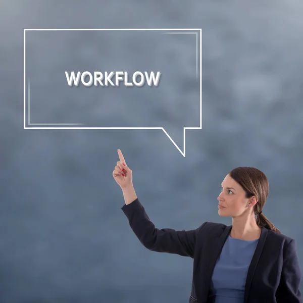 Workflow-Geschäftskonzept. Grafisches Konzept der Geschäftsfrau — Stockfoto