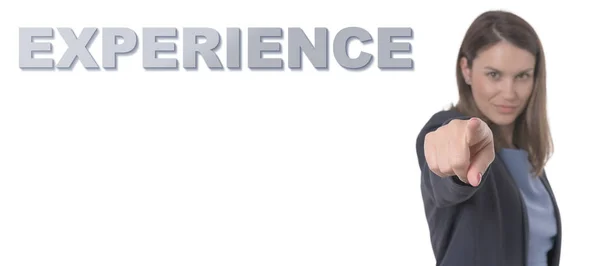 Business Woman indicando il testo EXPERIENCE CONCEPT Business Concept . — Foto Stock