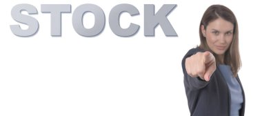 İş kadını metin stok kavramı iş kavramı işaret.