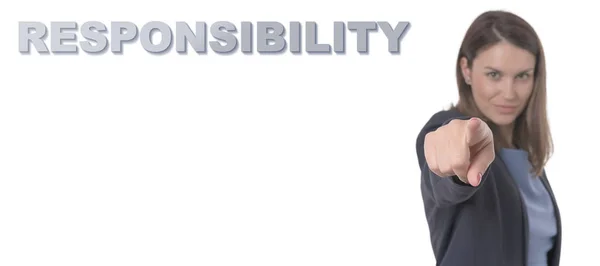 Zakenvrouw wijzen de tekst verantwoordelijkheid Concept Business Concept. — Stockfoto