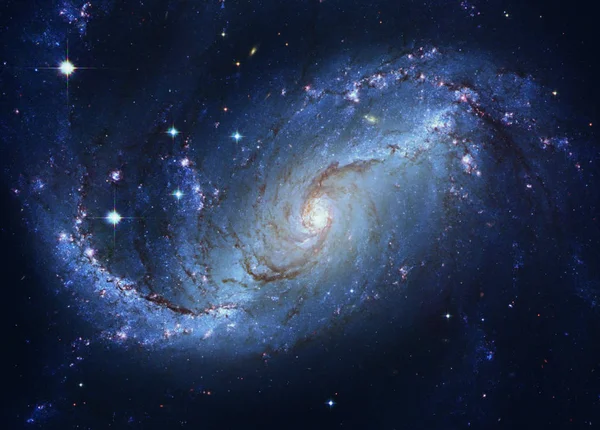 Estrela formando região, galáxia espiral NGC 1672, estrelas azuis jovens . — Fotografia de Stock