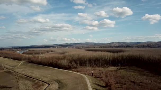 Pandangan Udara Awan Atas Pedesaan Spring Countryside — Stok Video