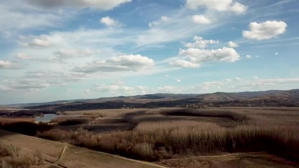 Kırsal Üzerinde Hava Görünümünü Bulutlar Üzerinde Bahar Kırsal — Stok video