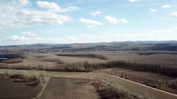 Légifelvételek Felhők Felett Vidékre Tavaszi Táj — Stock videók