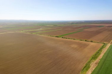Bahar alanları. Tarım alanlarının havadan görünümü.
