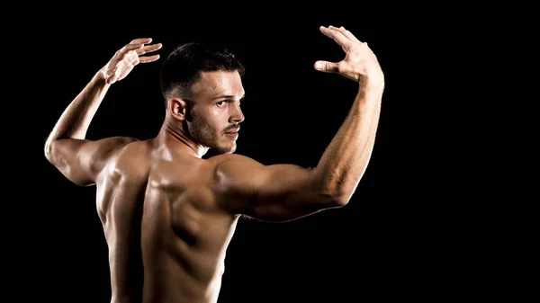 Bodybuilder Posing, Sporty Guy Male Power, Γυμναστήριο Muscled Man, — Φωτογραφία Αρχείου