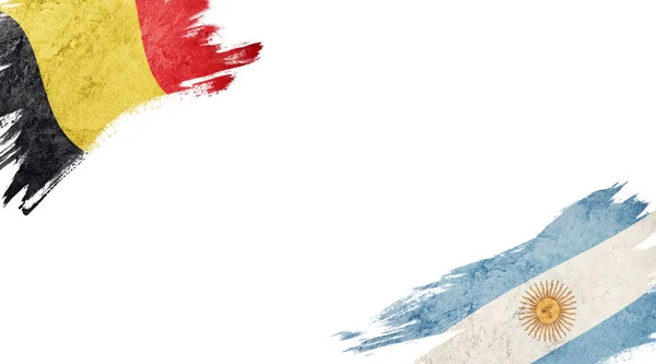 Beyaz arka planda Belçika ve Arjantin bayrakları — Stok fotoğraf