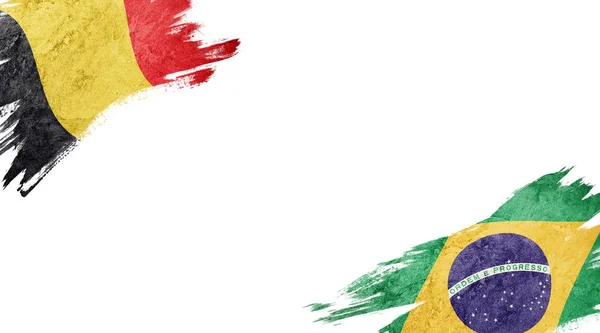 Flags of Belgium and Brasil on white background — 스톡 사진