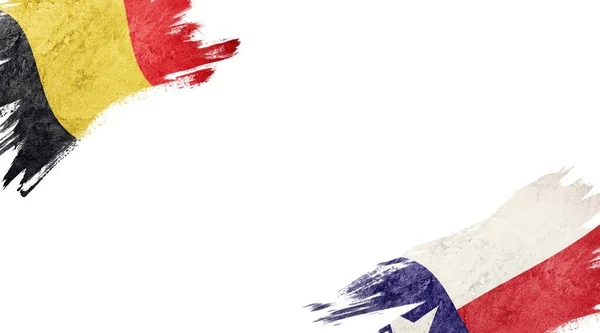 Bandiere del Belgio e del Cile su sfondo bianco — Foto Stock