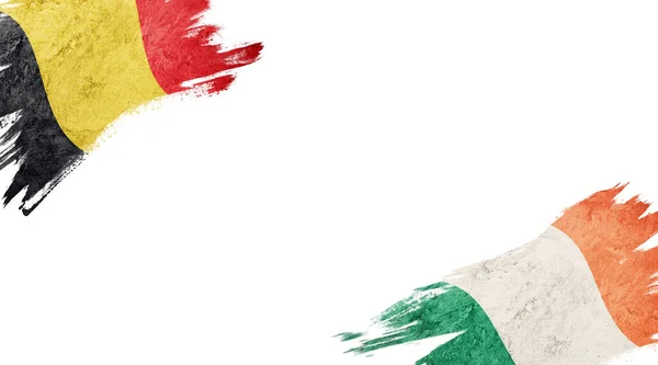 Flags of Belgium and Ireland on white background — 스톡 사진