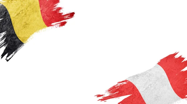 Flags of Belgium and Peru on white background — 스톡 사진