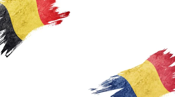 Flags of Belgium and Romania on white background — Stock Photo, Image