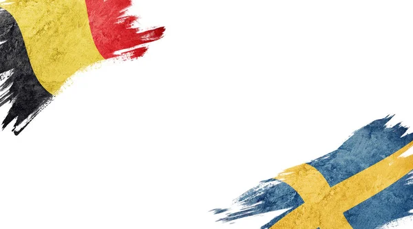 Banderas de Bélgica y Suecia sobre fondo blanco —  Fotos de Stock