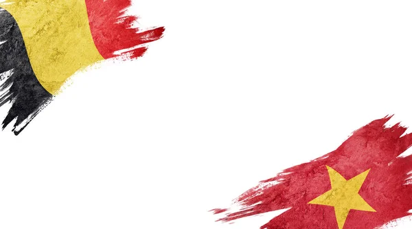 Flags of Belgium and Vietnam on white background — 스톡 사진