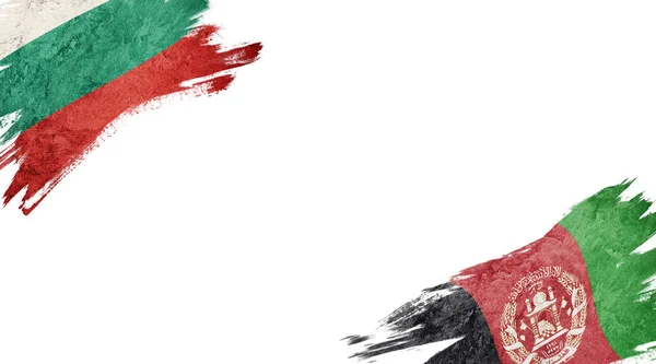 白を背景にブルガリアとアフガニスタンの国旗 — ストック写真