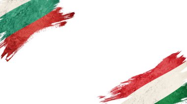 Beyaz arkaplanda Bulgaristan ve Macaristan bayrakları