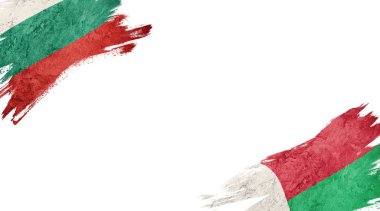 Beyaz arkaplanda Bulgaristan ve Madagaskar bayrakları