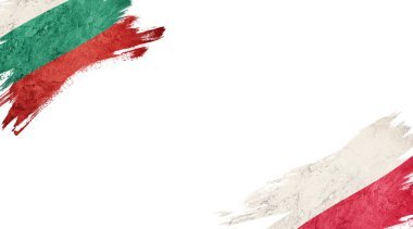 Beyaz arkaplanda Bulgaristan ve Polonya bayrakları