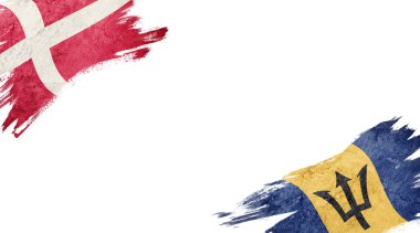 Beyaz arkaplanda Danimarka ve Barbados bayrakları