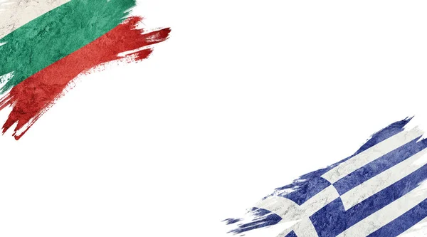 Vlaggen van Bulgarije en Griekenland op witte achtergrond — Stockfoto
