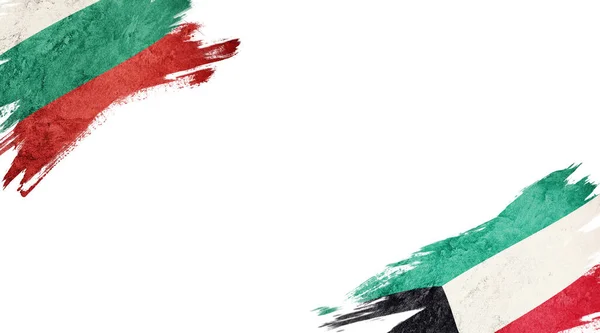 Flaggen Bulgariens und Kuwaits auf weißem Hintergrund — Stockfoto
