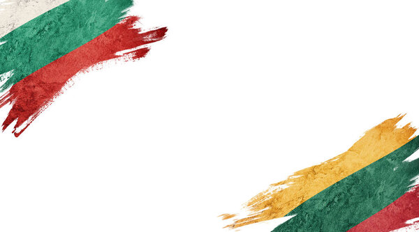 Flags of Bulgaria and Lithuania on white background