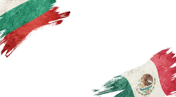 Flags of Bulgaria and Mexico on white background — 스톡 사진