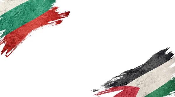 白色背景的保加利亚和巴勒斯坦国旗 — 图库照片
