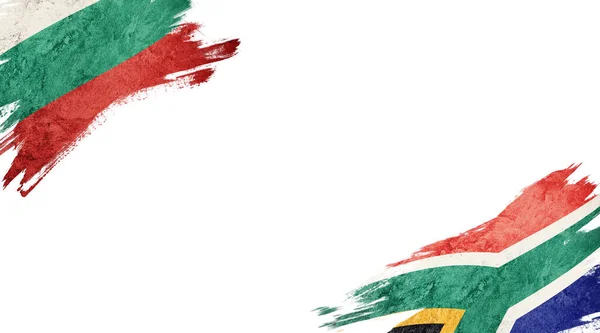 白色背景的保加利亚和南非国旗 — 图库照片