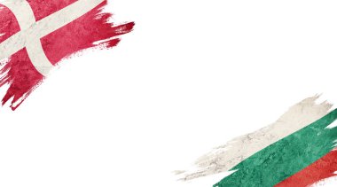 Beyaz arkaplanda Danimarka ve Bulgaristan bayrakları