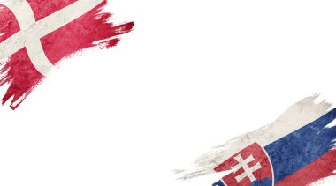 Beyaz arkaplanda Danimarka ve Slovakya Cumhuriyeti bayrakları