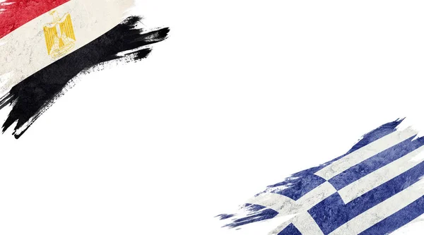 Прапори Єгипту та Греції на білому тлі — стокове фото